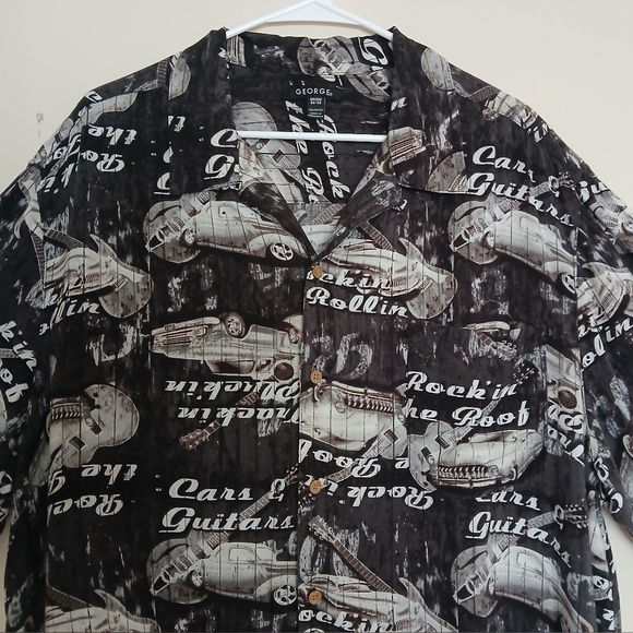 Men's George Cars & Guitars Button Down Shirt - Picture 2 of 6